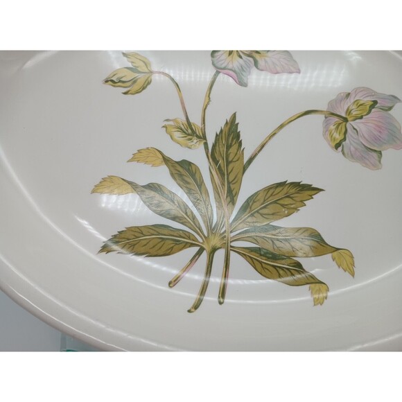 Vtg Crown Pottery Transferware Platter  Botanical Flower - Picture 3 of 8
